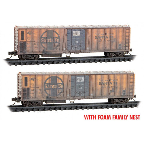 Micro-Trains N Scale ATSF Santa Fe Weathered 2-pk Released in 11/23