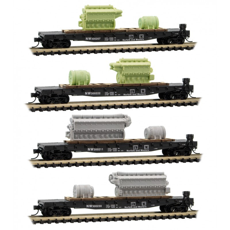 MICRO TRAINS N Scale Model Train Set - Norfolk & Western 4-Pack YANKEEDABBLER PART # 489-99300159