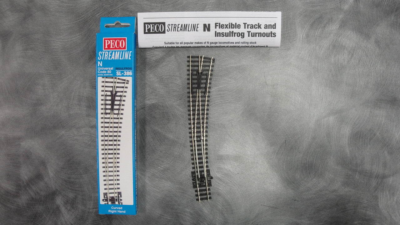 Peco SL - 386 N Scale Right - Hand Insulfrog Turnout with 36/18 Radius