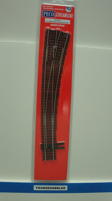 Peco SL-8376 HO Scale Model Train Right-Hand Curved Insulfrog Turnout with Code 83 and #7 Configuration