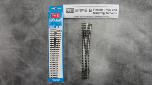 Peco N Scale Code 80 Long Radius Right Hand Insulfrog Turnout SL - 388