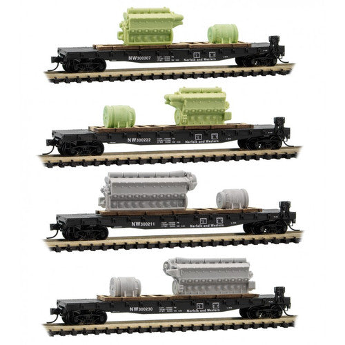 MICRO TRAINS N Scale Model Train Set - Norfolk & Western 4-Pack YANKEEDABBLER PART # 489-99300159