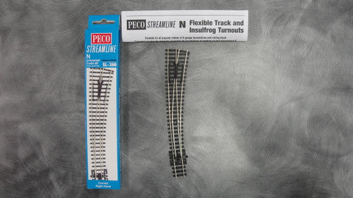 Peco SL - 386 N Scale Right - Hand Insulfrog Turnout with 36/18 Radius