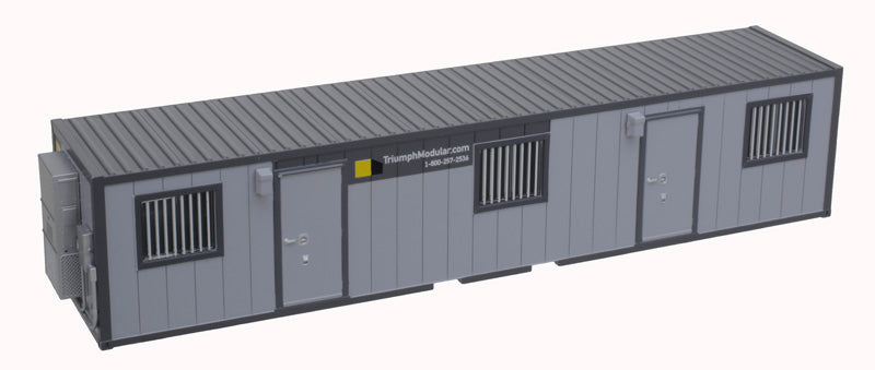 HO Scale Assembled Two - tone Gray 40' Atlas Mobile Office Container Triumph