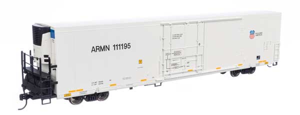 Walthers Mainline 910-4133 HO Scale 72-Foot Modern Refrigerator Boxcar in White with High Reporting Mark, Shield, and Slogan for Union Pacific ARMN #111195