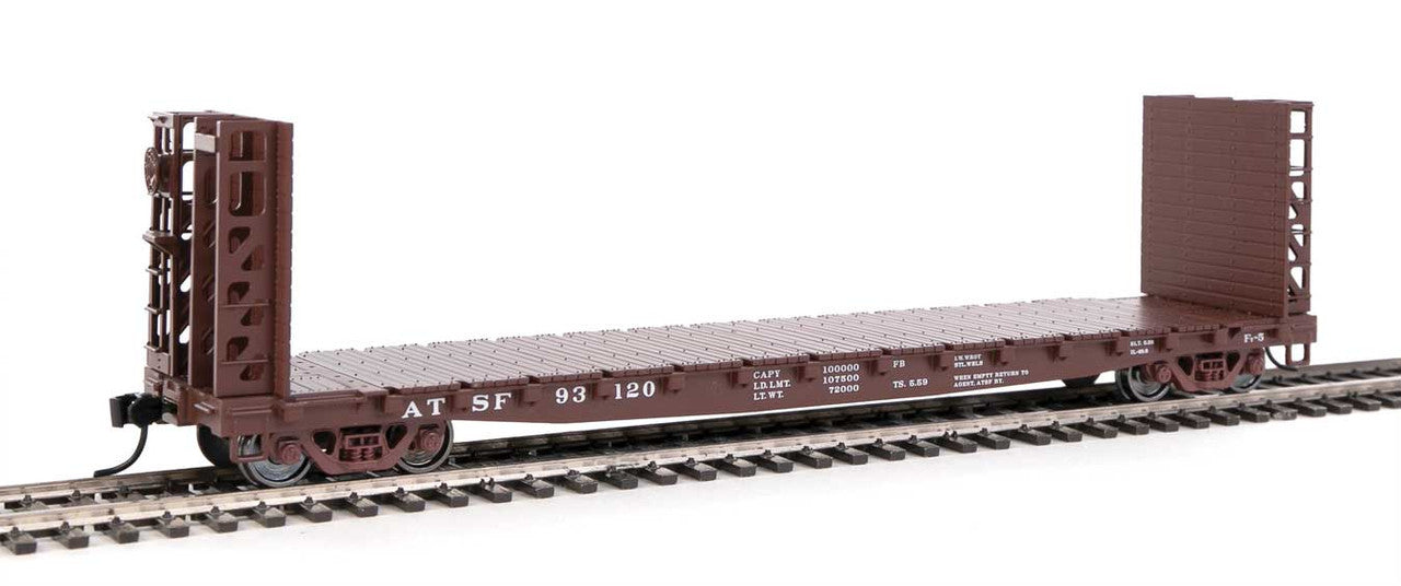 Walthers HO Scale 53' GSC Bulkhead Flatcar ATSF Santa Fe #93120 in Boxcar Red