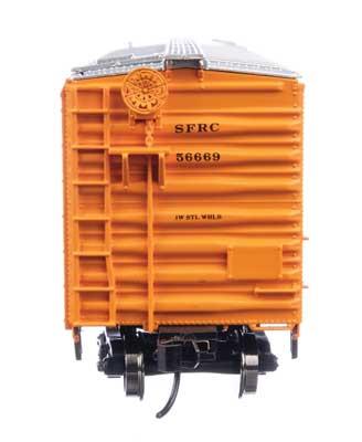 HO Scale Model Train Walthers Mainline 910 - 3777 50 - Foot AAR Mechanical Refrigerator Car Representing SFRC Santa Fe #56669