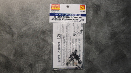 N Scale 001 33 030 Micro Trains Short Shank Coupler Assemblies with Adaptors (Bac 1133) - Ideal for Model Trains