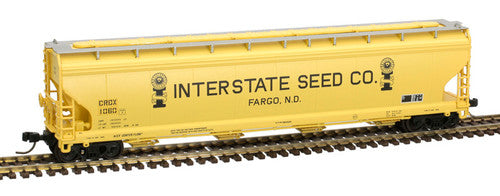 N Scale Atlas 50006021 ACF 5701 Hopper Model of Interstate Seed Co. CRDX #1060 in Yellow and Black Colors