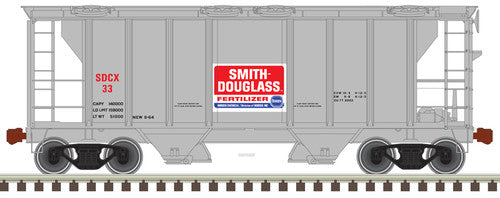 ATLAS N Scale PS-2 Covered Hopper Model - SDCX Smith Douglass SDCX #33 with Gray, Red and White Color Scheme