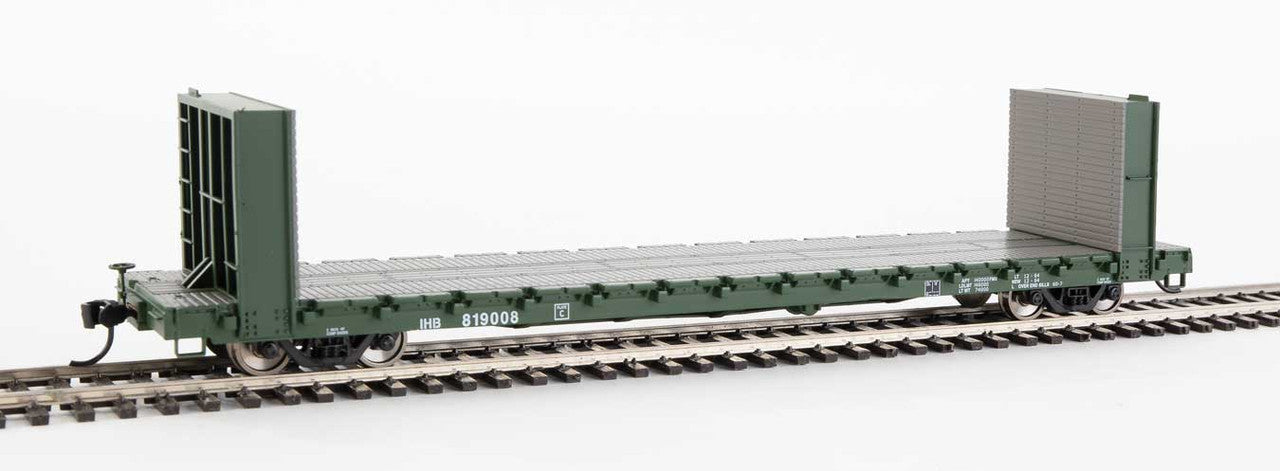HO Scale Model Train - Walthers 910-5811 60-Foot Pullman-Standard Bulkhead Flatcar (48-Foot Interior Length) of Indiana Harbor Belt Line #819008