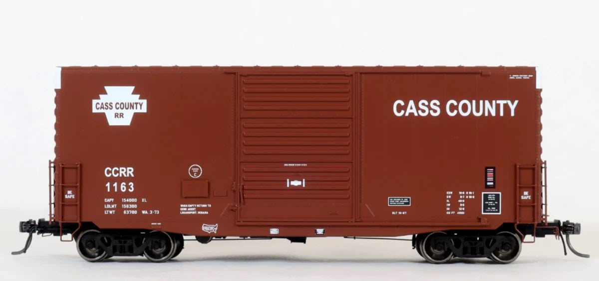 HomeShops HO Scale Miniature Cass County #1163 PS 40' Mini Hy Cube Boxcar Model - CCRR HFB - 019 - 001