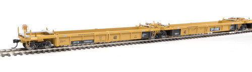 Walthers HO Scale Model Train - Thrall 5-Unit Rebuilt 40-Foot Well Car Trailer-Train DTTX #740841 A-E with Yellow Color and Large Black and White Logo