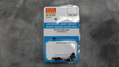 N Scale 001 02 003 Universal Body Mount Short Shank Couplers (1015-1)