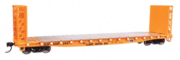 Walthers Mainline HO Scale Model Train 53' General Steel Castings (GSC) Bulkhead Flatcar - Illinois Central Gulf (ICG) #920292, Part Number 910 - 5933