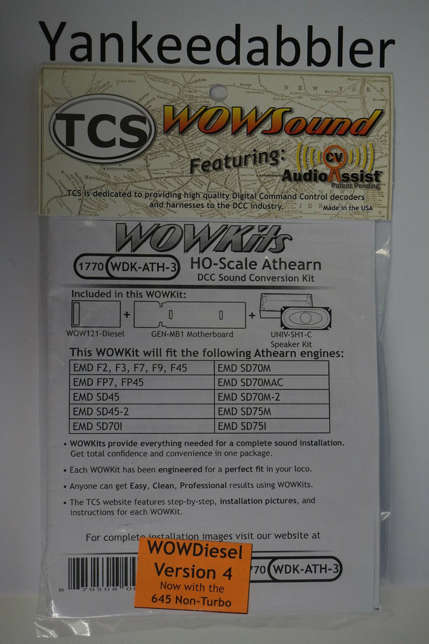 1770 TCS HO Scale Train Control System WDK-ATH-3 DCC WOW Sound Conversion #745-1770
