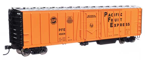 HO Scale Walthers Mainline 910-3791 50-Foot AAR Mechanical Refrigerator Car - PFE Pacific Fruit Express #450074 Model Train Car