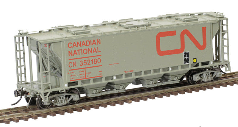 HO Scale Atlas Slab Side Covered Hopper Model - Canadian National (Noodle 6 Hatch Design), Item #352466