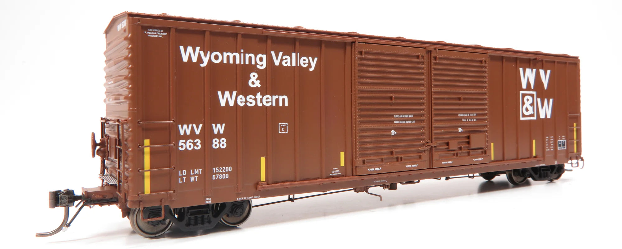 HO Scale Rapido PC&F 5258 50' Double Door Box Car - WVW Wyoming Valley & Western #56332