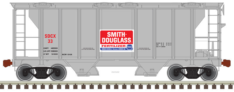 ATLAS N Scale PS-2 Covered Hopper SDCX 27 in Gray, Red & White