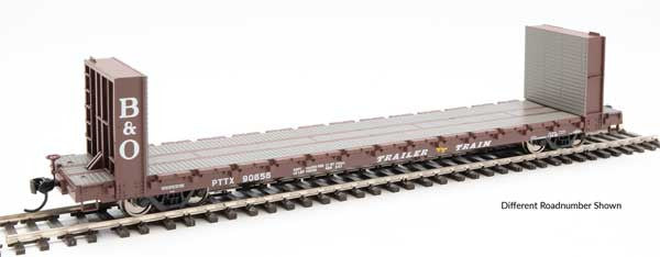 HO Scale Walthers 910 - 5831 60 - Foot Pullman - Standard Bulkhead Flatcar (48 - Foot IL) Trailer - Train Featuring B&O Bulkheads #90605 for Model Railroads