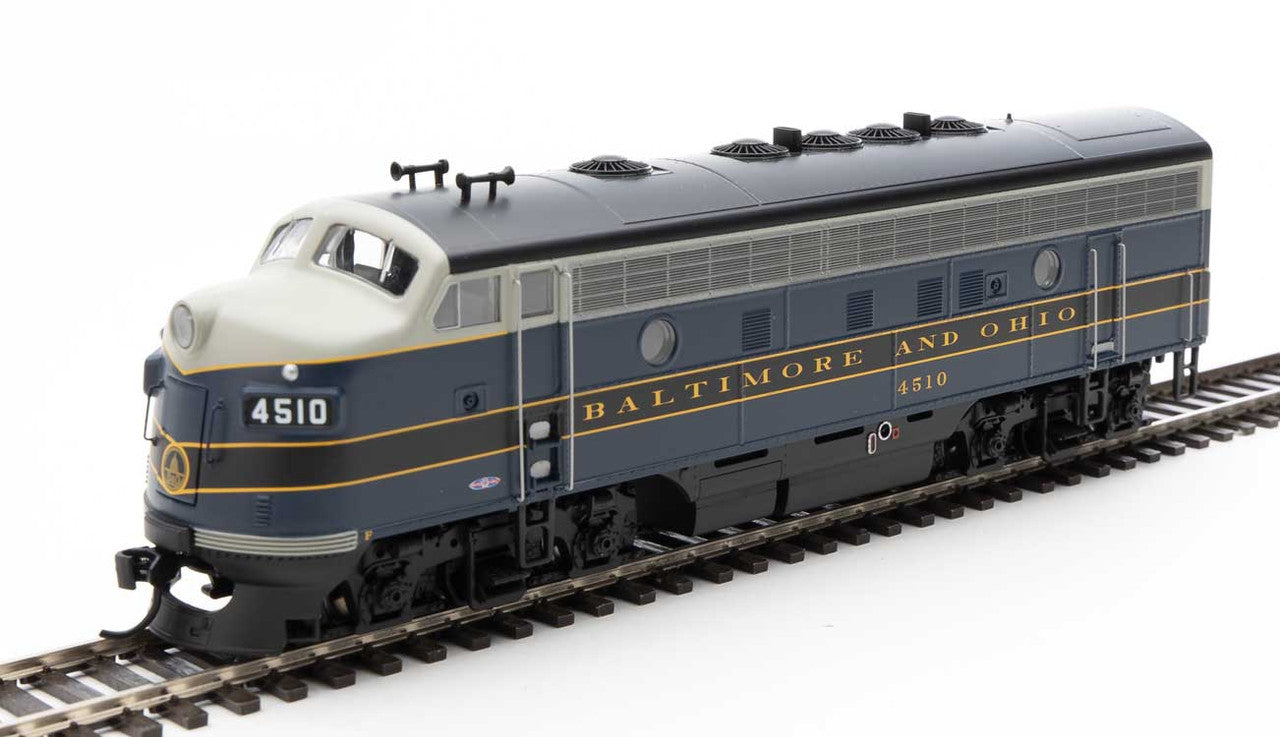 Walthers HO Scale EMD F7 A/B - B&O #4510, #5476 in Blue, Gray, Black - DCC & Sound
