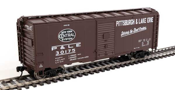 Walthers 910-2736 HO Scale 40-Foot AAR Boxcar Model of Pittsburgh & Lake Erie (P&LE) and New York Central Railroad #30175