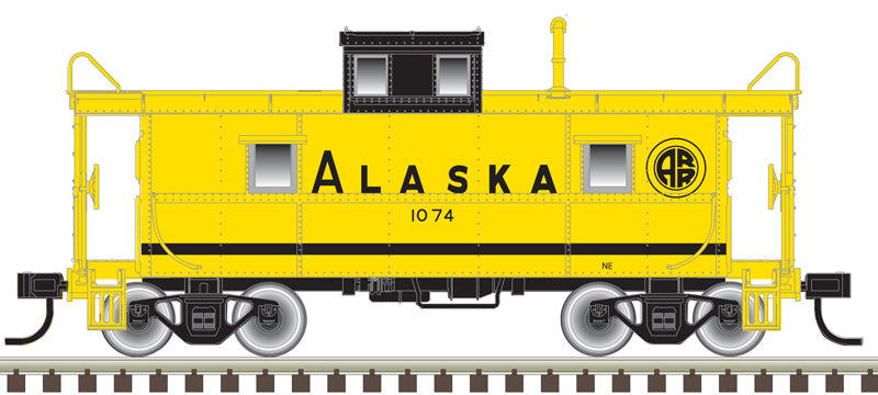 Atlas Trainman N Scale C&O-Style Steel Center-Cupola Caboose Model - ARR Alaska 1084 with Yellow and Blue Color Scheme