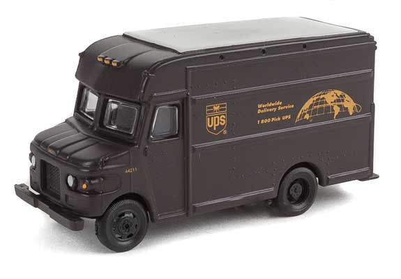 Assembled HO Scale Walthers UPS Package Car with Bow Tie Shield Logo - SceneMaster 949 - 14000