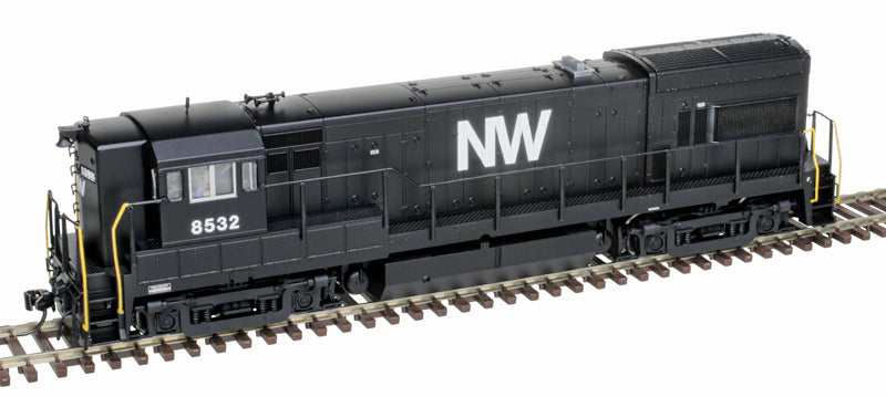 Atlas Gold 10004292 HO Scale Model Train - GE U30B Norfolk & Western Locomotive #8526 with DCC & Sound, Featuring Black, White Colors and Block NW Logo