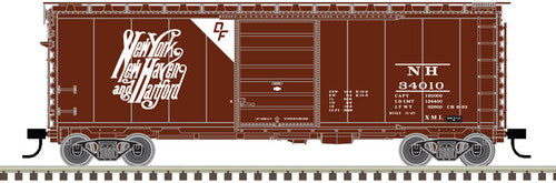 N Scale Atlas 50005767 PS - 1 40 - Foot Boxcar with New Haven Script DF #34019 in Boxcar Red and White Color Scheme