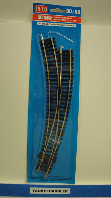HO Scale Peco ST-245 Left Hand Insulfrog Double-Radius Curved Turnout Setrack