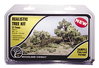 Woodland Scenics 1111 Realistic Artificial Tree Kits(TM) - Green Deciduous Trees with Medium Green Foliage, Size Ranging from 3/4 inch (1.9 cm) to 3 inches (7.6 cm) Tall, Package of 21 for Model Scenery Layout