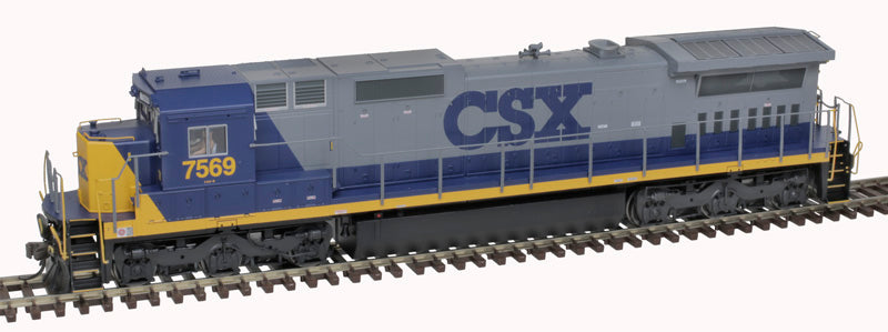 Atlas HO Scale DASH 8 - 40C CSX #7586 (YN2, Gray, Blue, Yellow) DCC & Sound with Front Ditch Lights