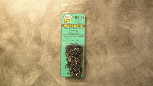 25-Pair HO Scale Kadee 153 Bulk Pack Short Centerset Whisker Couplers