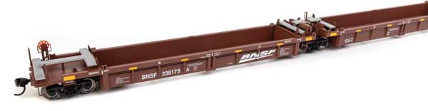 Walthers HO Scale 5-Unit Rebuilt 40' Well Car BNSF #238175 in Boxcar Red
