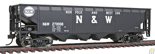 HO Scale Model Train - 40-Foot Offset Quad Hopper WAL-931-1655, Norfolk & Western with Block N&W and Hamburger Logo