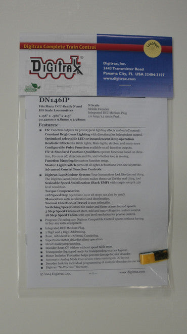 DN146IP Digitrax Digital Motor/Function Decoder Suitable for All Scales, Part # 245 - DN146IP