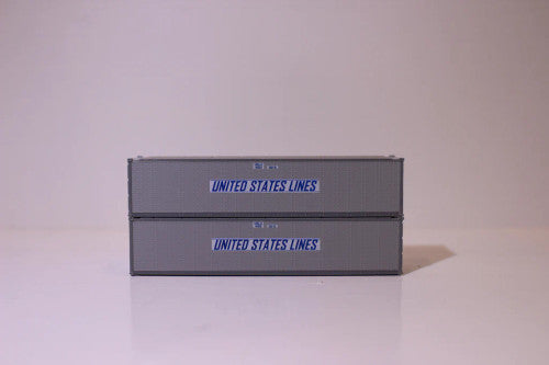 N Scale Model Trains - JTC 405667 U.S. LINES 40-Foot Standard Height (8 Feet 6 Inches) Smooth-Side Containers for Model Railway Sets
