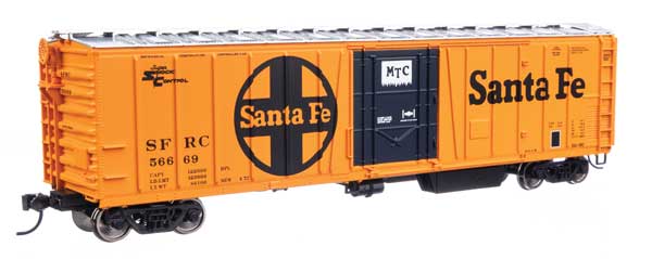 HO Scale Model Train Walthers Mainline 910 - 3777 50 - Foot AAR Mechanical Refrigerator Car Representing SFRC Santa Fe #56669