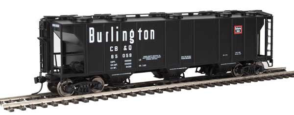Walthers Mainline HO Scale Model Train - 50 Foot Pullman - Standard PS - 2 2893 Three - Bay Covered Hopper, Chicago, Burlington & Quincy (CB&Q) #85059