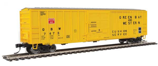 Walthers HO Scale Model Train - 50 Foot ACF Exterior Post Boxcar in Green Bay & Western Green Color with Road Number #7475
