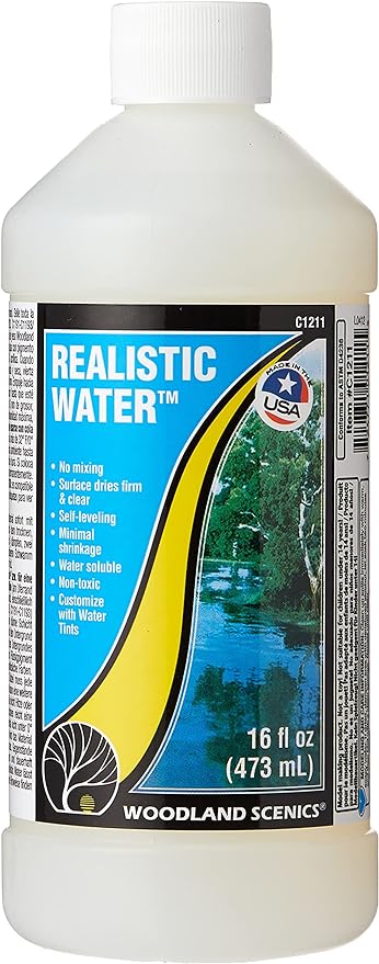 16oz Woodland Scenics Realistic Water for All Scales, Part Number 785 - 1211, Model Railroad Scenery Liquid