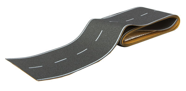Walthers 949-1250 HO Scale Flexible Self-Adhesive Paved Roadway Set for Vintage Highways with White Dashed Centerline and White Solid Edge Markings