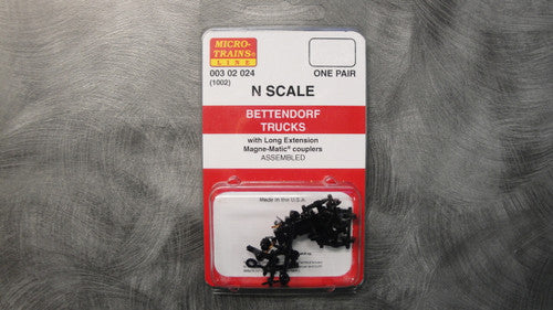 N Scale 00302024 Bettendorf Trucks (1002) with Long Ext. Couplers