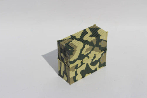 JTC N Scale Model Trains Military Series 20-Foot Standard Height US Army Camouflage 'B' Containers with Magnetic System