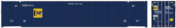 ATLAS N Scale 53' Blue Jindo - CIMC Corrugated Container 3 - Pack EMP Set