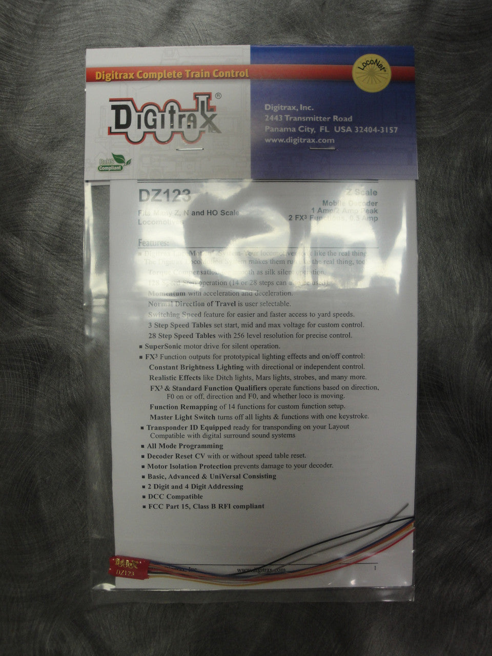 10-Pack Digitrax DZ123 Wired Mobile DCC Decoders, 1.0 Amp, All Scales