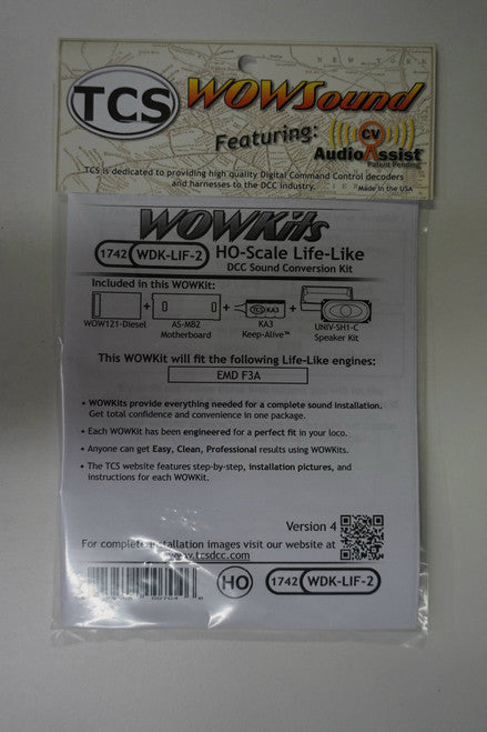 HO Scale 1742 TCS Train Control System Life-Like {WOW WDK-LIF-2} Diesel Version 4 Conversion Kit for Model Trains - YankeeDabbler Part # 745-1742