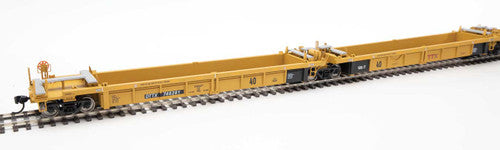 Walthers HO Scale Model Train - Thrall 5-Unit Rebuilt 40-Foot Well Car Trailer-Train DTTX #748281 A - E in Yellow with Small Red Logo